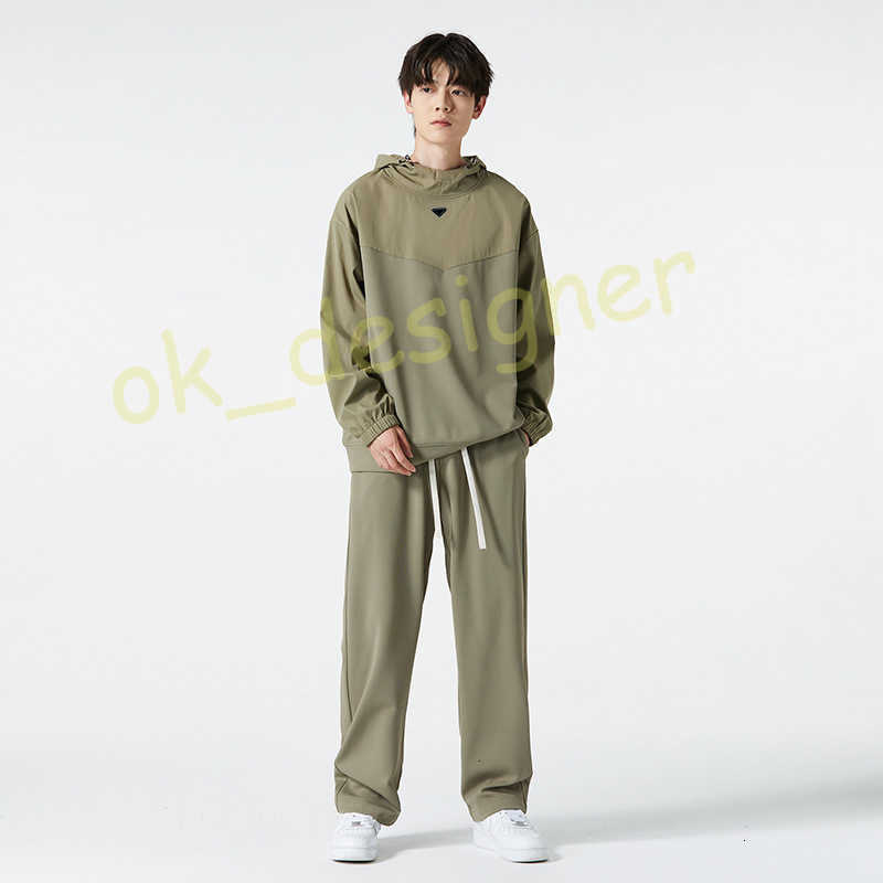 Designer Men's Tracksuits 2025 Autumn New Men's Casual Sports Set Patchwork Hooded Loose Sweatshirt Straight Knitted Pants Two-Piece Set