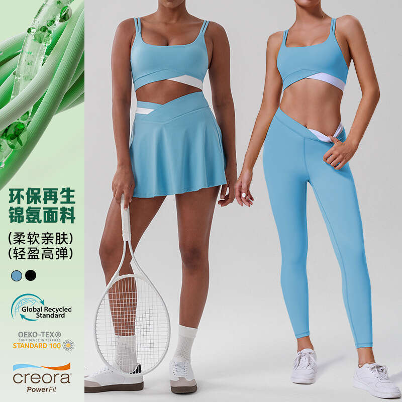 New High-Waisted Color-Block Fashion Sports Fitness Short for Women, Anti-Exposure Outdoor Running Skirt, Badminton Tennis Skirt b6