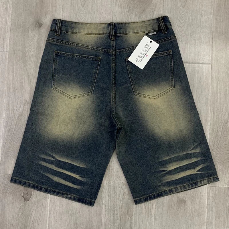 American High Street Summer Style VALLEY Jeans Fashion Hip-hop Streetwear Colored Drill Letter Mens Vale Denim Shorts 250825