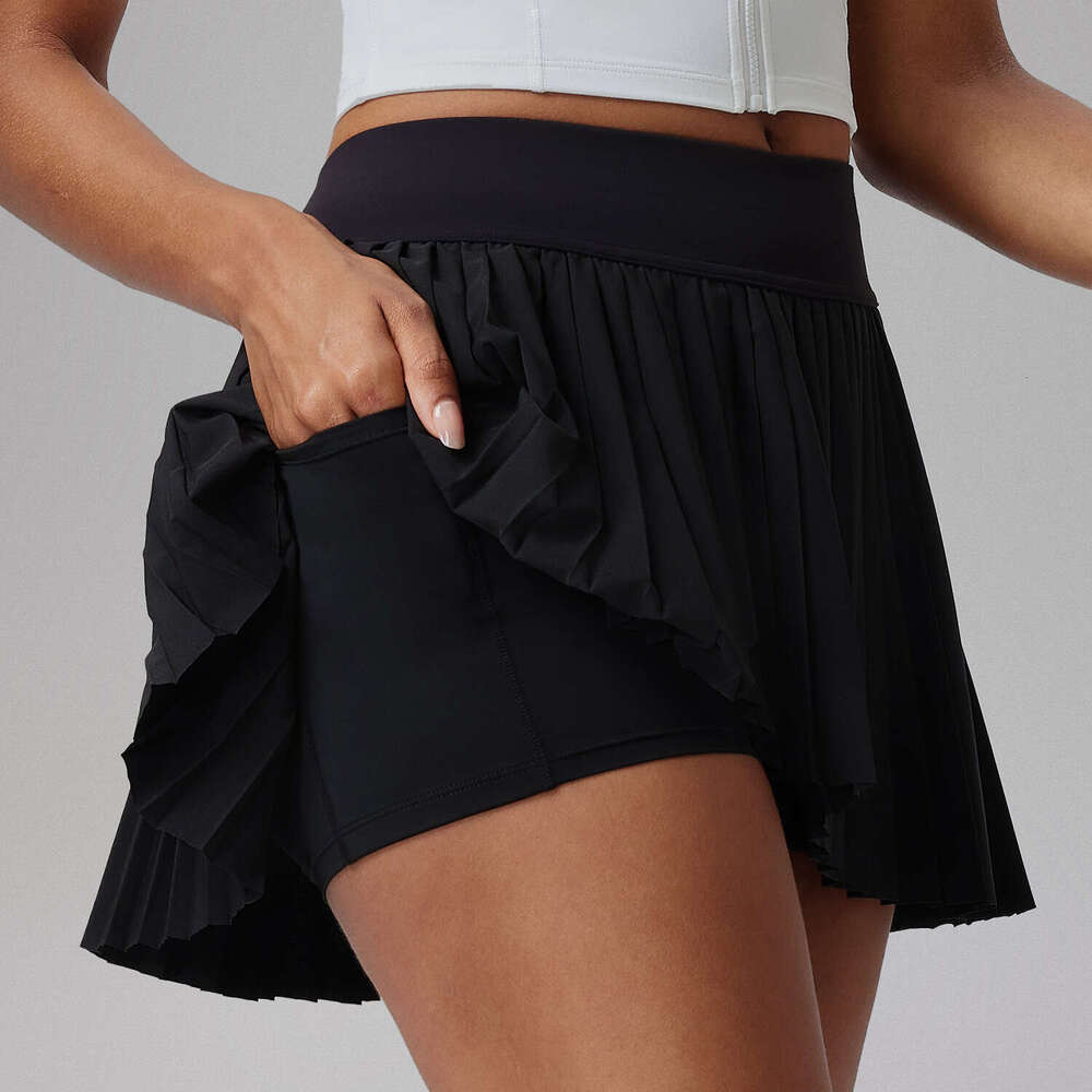Casual Pleated Sports Women, Hip-covering Slimming Anti-exposure Tennis Skirt, Outdoor Fitness Yoga Skirt for Summer 7a