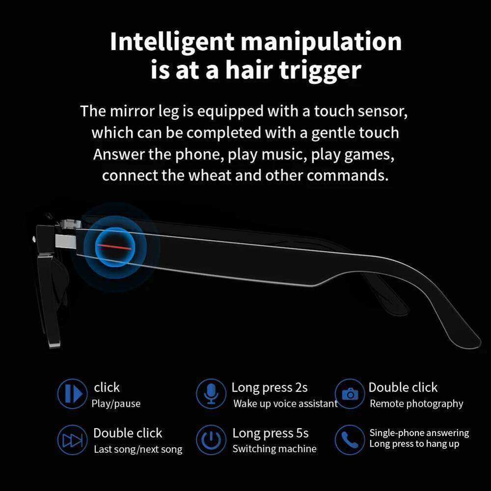 Smart AI Voice Assistant Outdoor Sport Glasses With Camera Remote Shooting Open Ear Sound Mic Speakers For Women Men