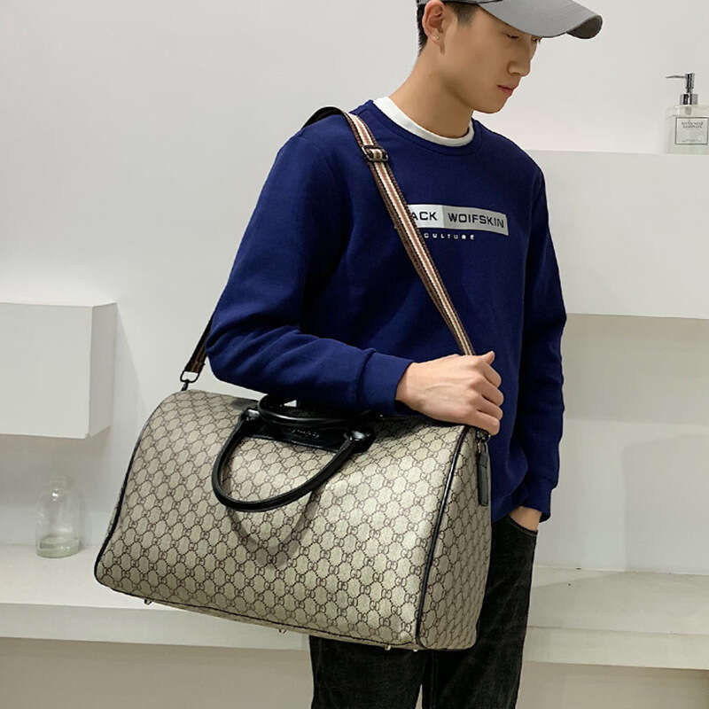 Letter Waterproof PU Handheld Large Capacity Travel Men's Casual Short Business Trip Luggage Storage Bag
