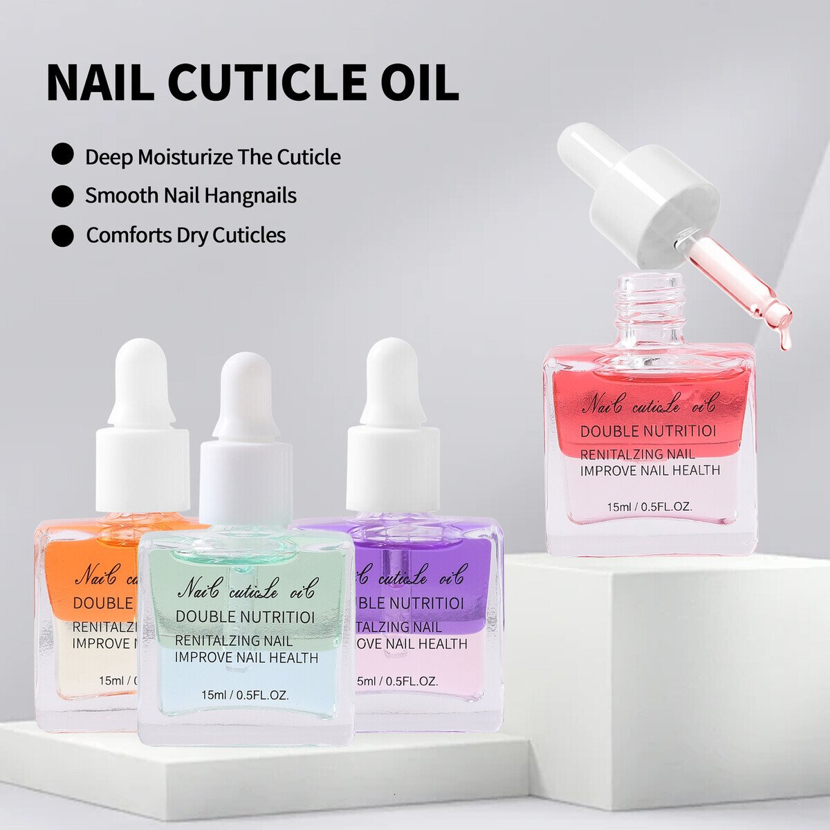 Nail art two-color nail nourishing oil, finger edge oil, anti backstitch and anti breakage floral nail oil, nail care