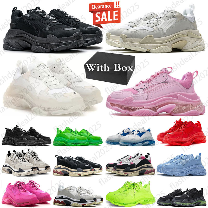 With Box triple s designer sneakers casual shoes for mens trainers women Black Blue Pink platform crystal sole men sports