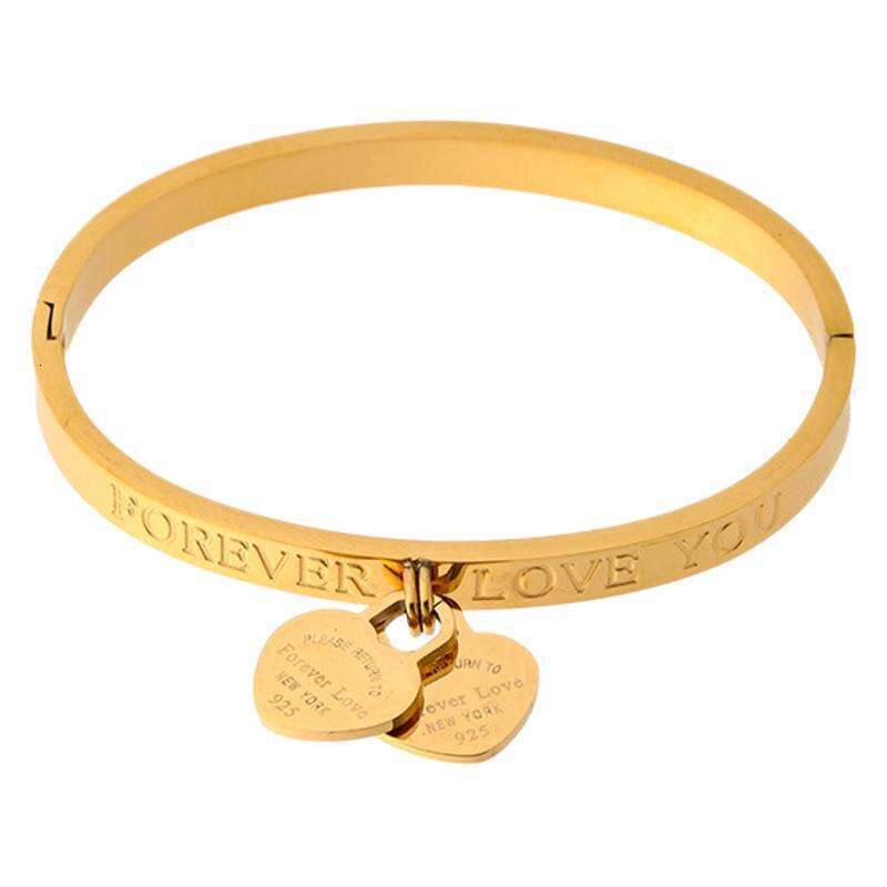 Bracelets Titanium Steel designer women bracelet Forever Love Stamps Double Heart Pendant for men Luxury jewelry