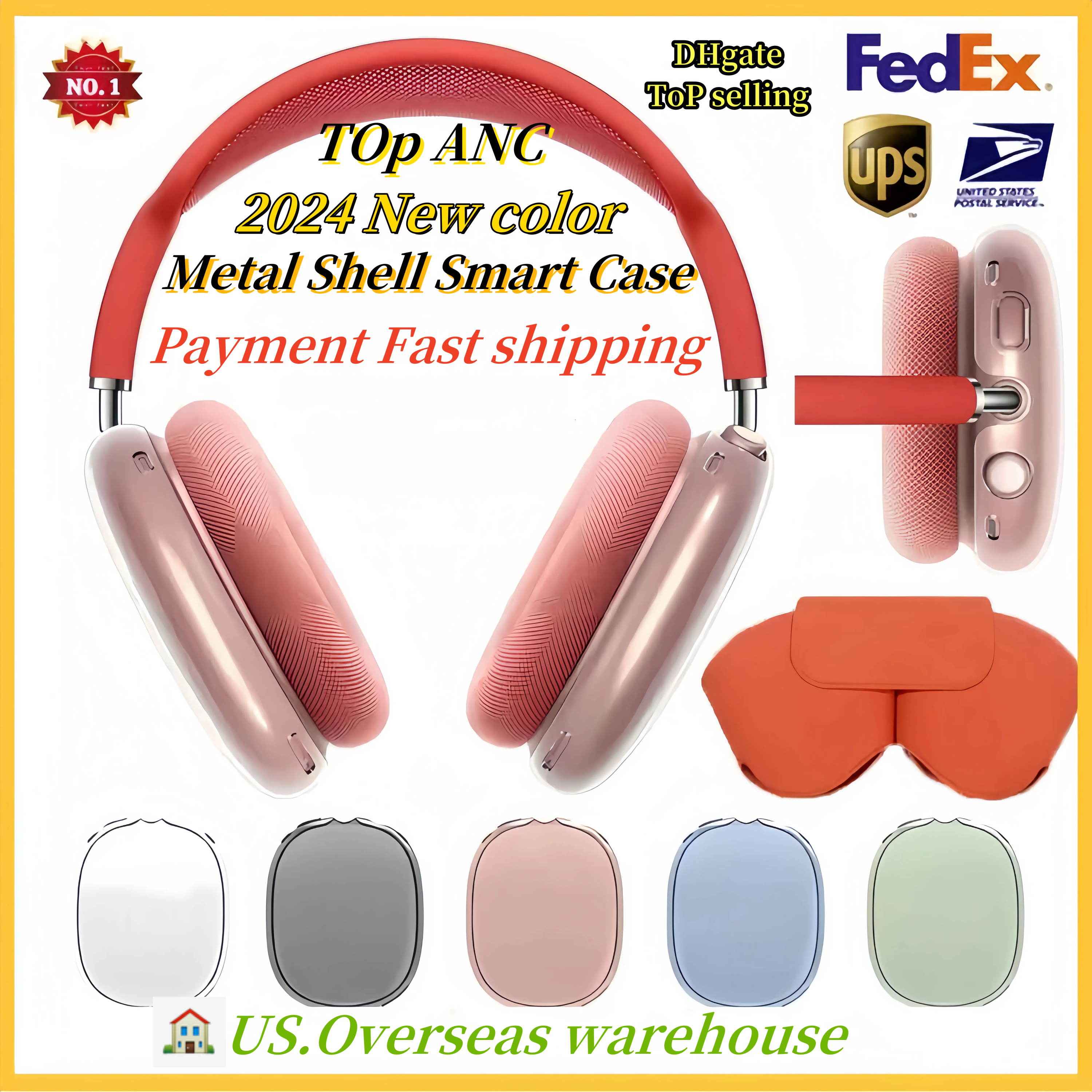 USA Stock For Airpods Max 2 Headband Earphones Headphone Accessories Transparent TPU Solid Silicone Waterproof Protective case AirPod Maxs Headset cover case