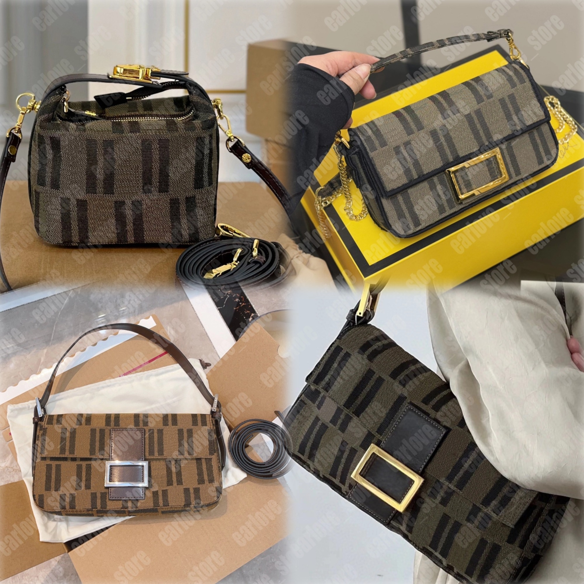 Vintage Designer Bag Woman Letter Canvas Handbags Old Flower Purse Luxury Hobo Brown Clutch Pouch Lady Tote Shoulder Bags