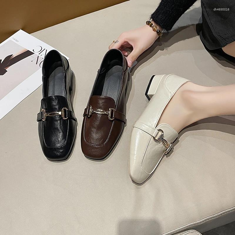 Dress Shoes Black Women's Loafers Spring/autumn Round Toe Fashion Leather Single Casual And Comfortable Office For Women2025
