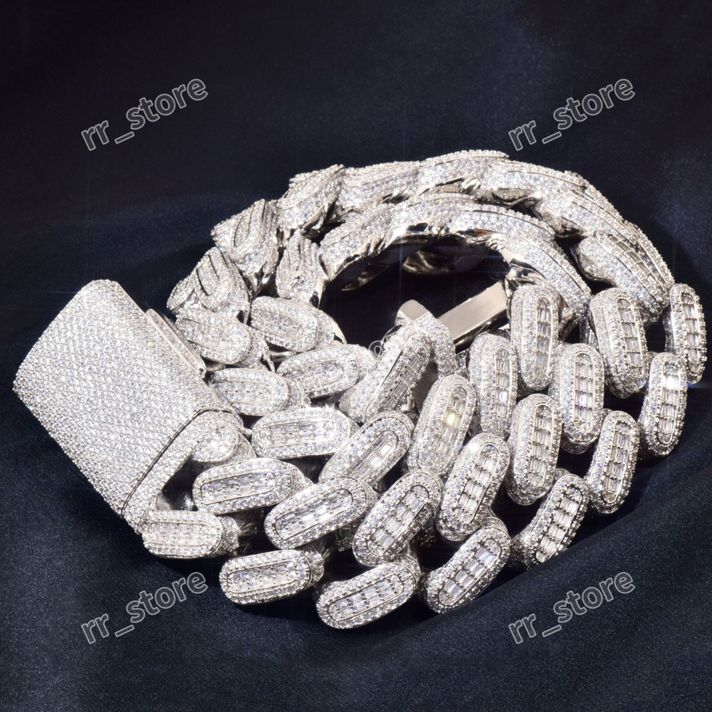 moissanite chain cuban link chain Big Heavy Mens Necklace iced Out Vvs Moissanite Baguette Diamond Hip Hop necklace gift