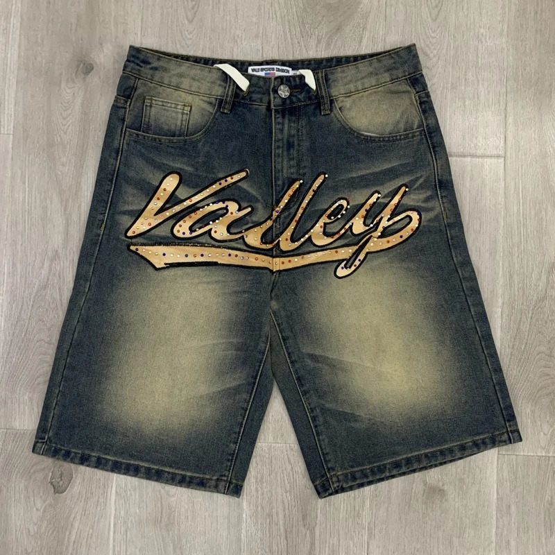 Stock High Quality VALLEY Jean Shorts Summer Streetwear Men Women Fashion Drill Vale Denim Short Pants One Day Shipped Out 250825