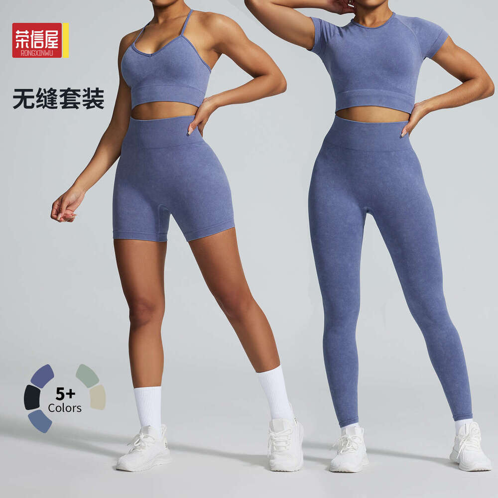 Autumn Winter Tight Sports Suit Bra Top Seamless Pants Fitness Long Sleeve Yoga Outfit Set 2e