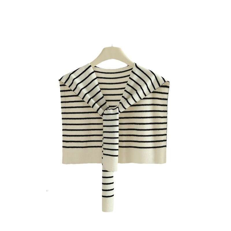 casquette beanie cap Autumn Winter Knitted Cashmere Scarf Thin Neck Warmer Fake Collar Striped Shirt Shawl
