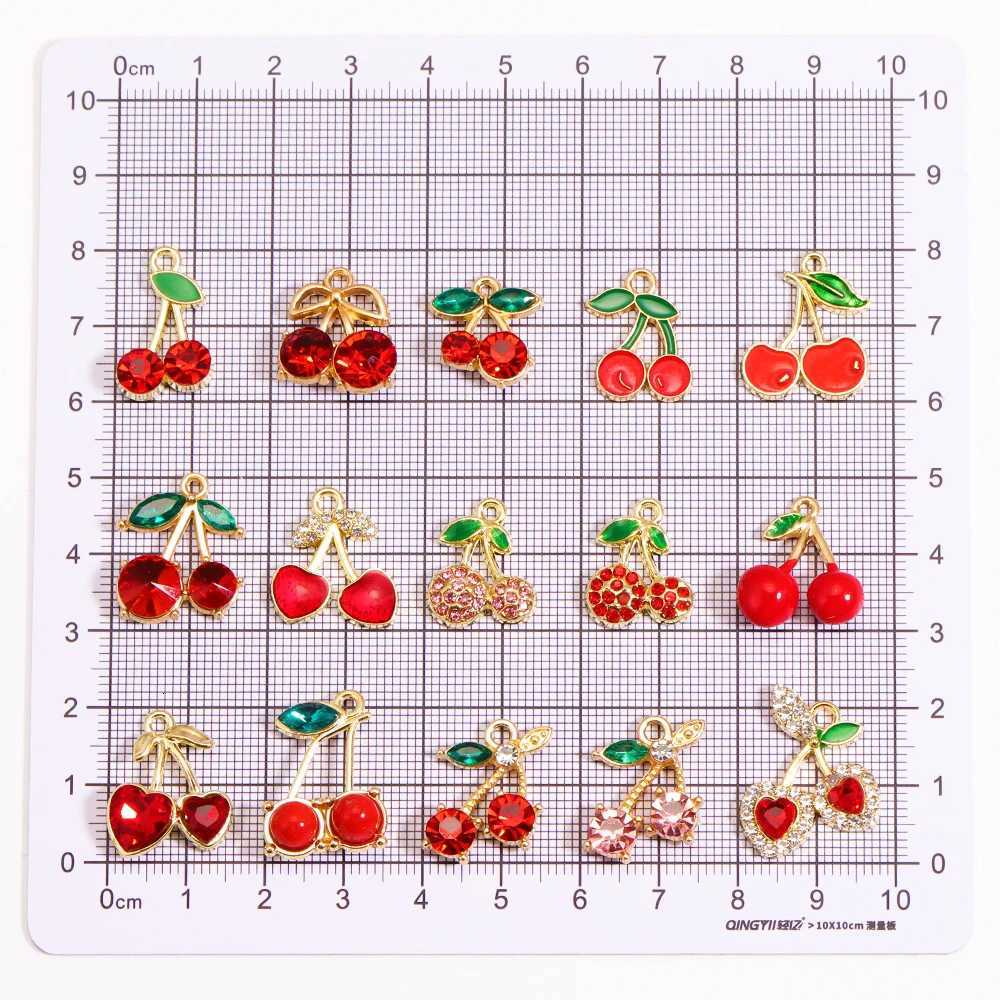 Designer 10Pcs Mixed Red Crystal Charms Cute Fruit Pendants for DIY Jewelry Making Accessories Handmade Earrings G250825