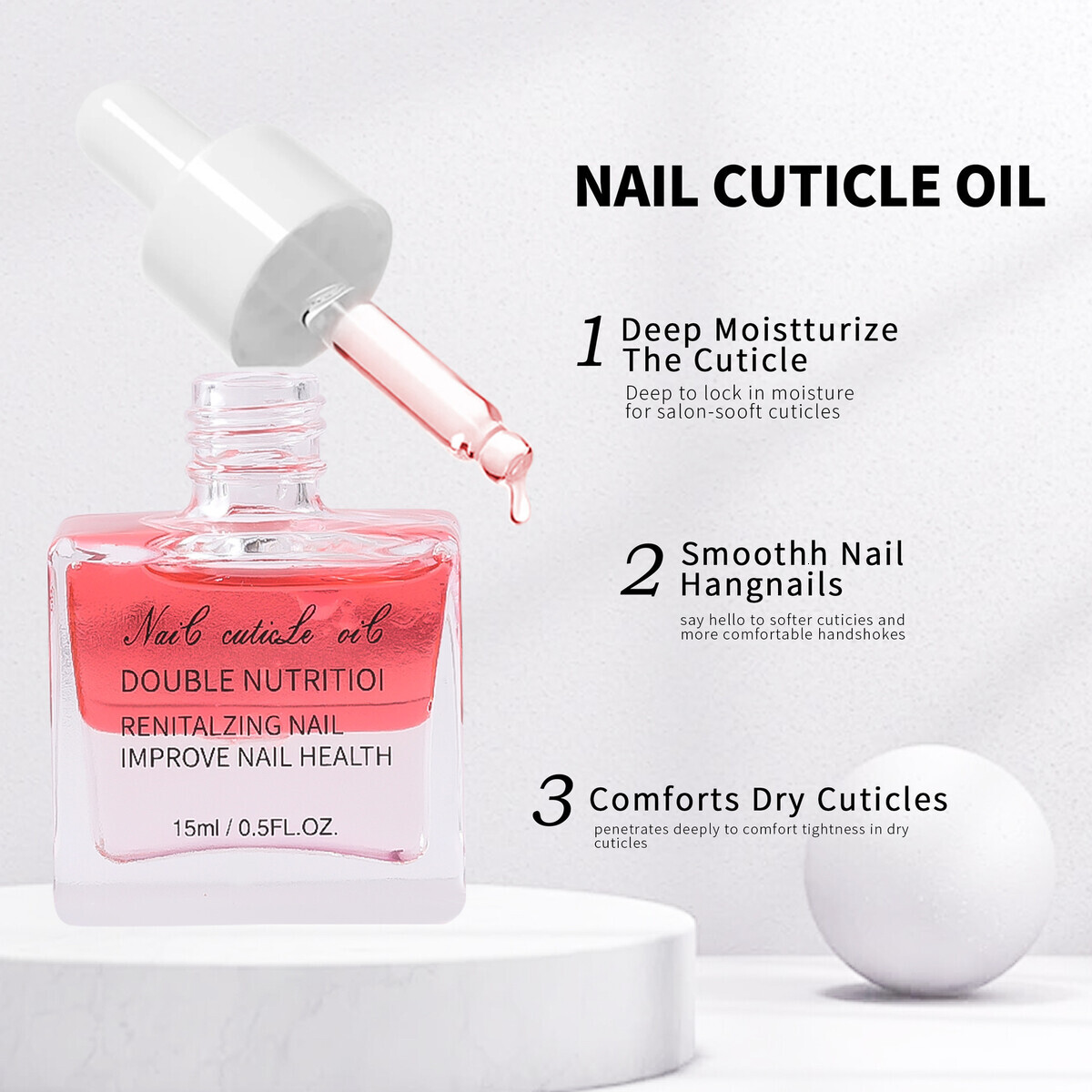 Nail art two-color nail nourishing oil, finger edge oil, anti backstitch and anti breakage floral nail oil, nail care