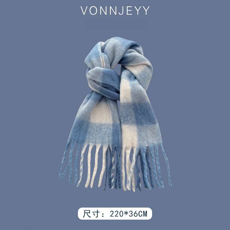casquette beanie cap Klein Blue New Style Atmosphere Scarf Women Winter Shawl Thickened Warm Trendy Versatile Neck Warmer for Men Christmas