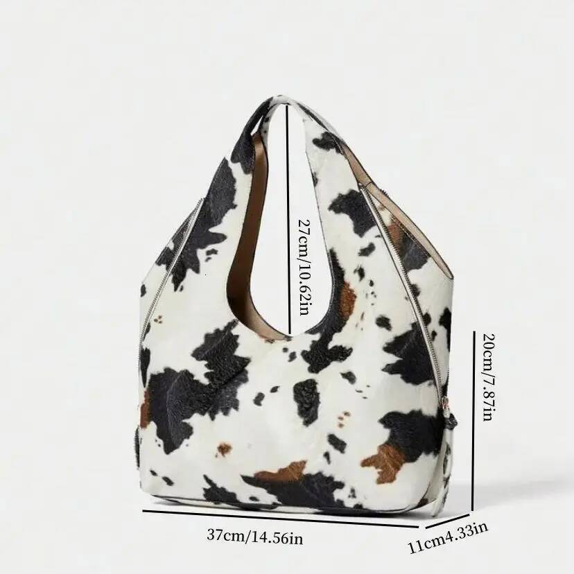 Women's Simple Fashion Casual Tote Cow Shoulder Bag, Spacious Designer Satchel,Leopard Print Handbag For Everyday Use