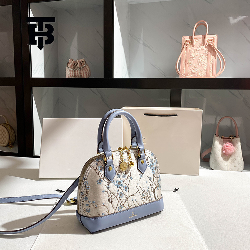 TB BHULAMTE Luxury Women's Chinese Embroidered Shell Bag Free Shipping Designer Luxury Splicing Premium Handbag Casual Single Shoulder Storage Ba