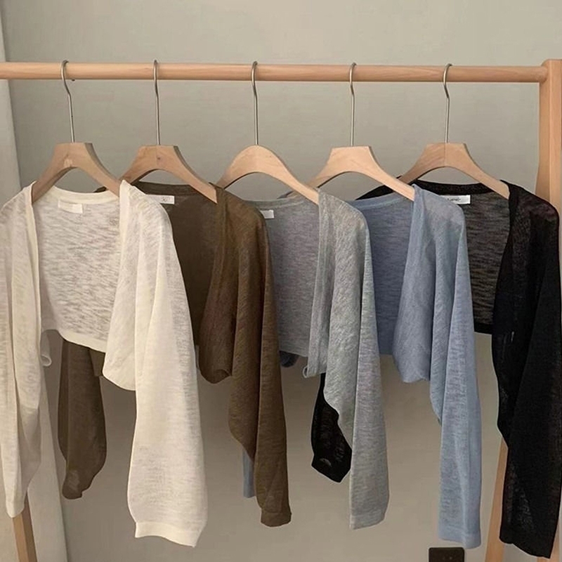Fashion Thin Solid Color Ice Silk Sunscreen Cardigan Clothing For Women Girls Casual Summer Long Sleeve Short Coat y250823