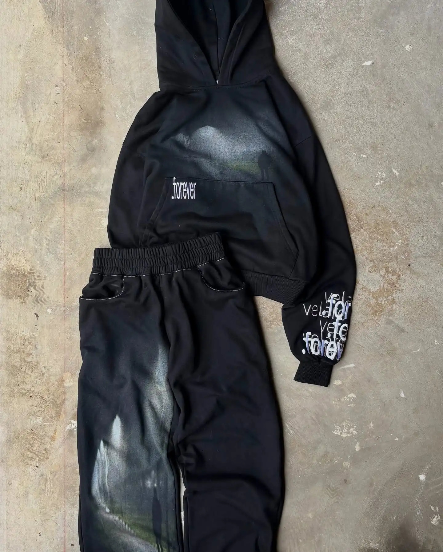 Harajuku forever hoodies tracksuit men oversized sweatshirt y2k tops polyester clothes goth couples streetwear men clothing 250825