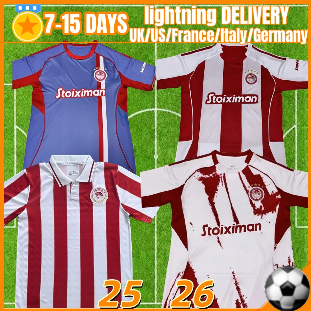 Olympiacos 25 26 Greece Olympiacos Centenary Retro Soccer Jerseys DAVID CARMO VELDE PALMA CHIQUINHO YAREMCHUK EL KAABI Home Away uniform men's football shirt
