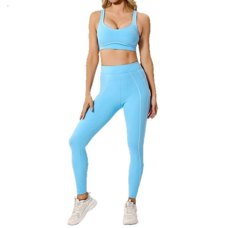 Color-Block Eco-Friendly Fabric Slimming High-Waist Yoga Outfit for Women Tight-Fitting Versatile Fitness Sports Set 66