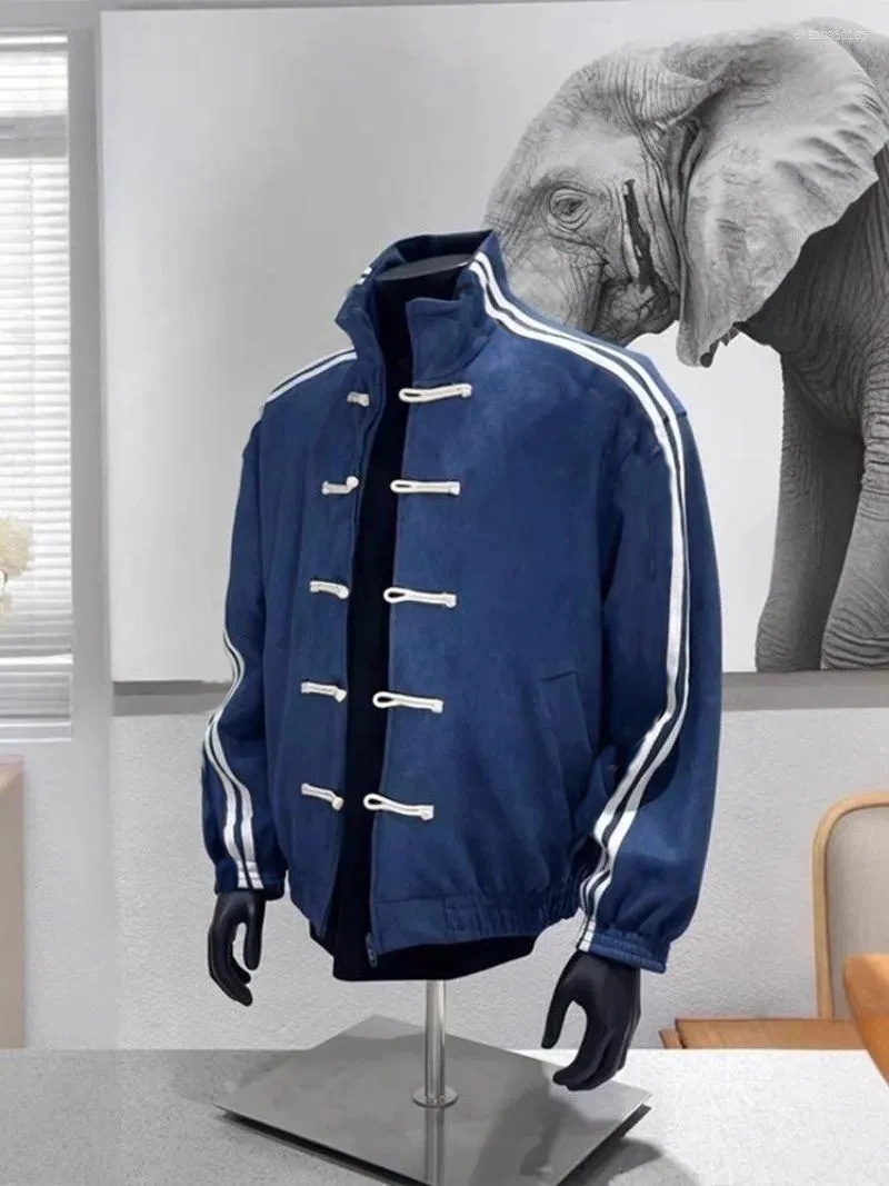 Men's Jackets Spliced Stand Collar Jacket Spring Chinese Style Buttoned Fashion Retro Tang Single Breasted Tops Coat