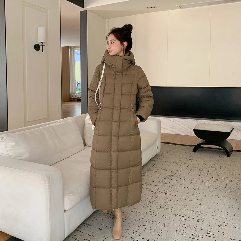 Winter Ladies Long Warm Down Jacket Big Size Puffer Outwears Thicken Hooded Down Coat Women Light Thin White Duck Jacket Parkas 250825