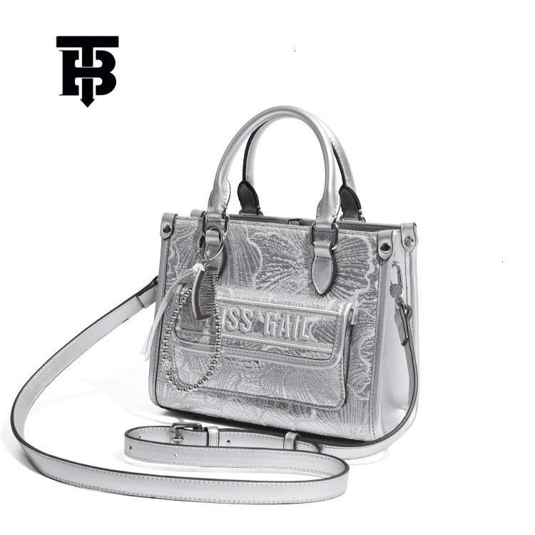 TB BHULAMTE Embroidered Handbag - Large Capacity Floral Shoulder Bag in Silver Z260124