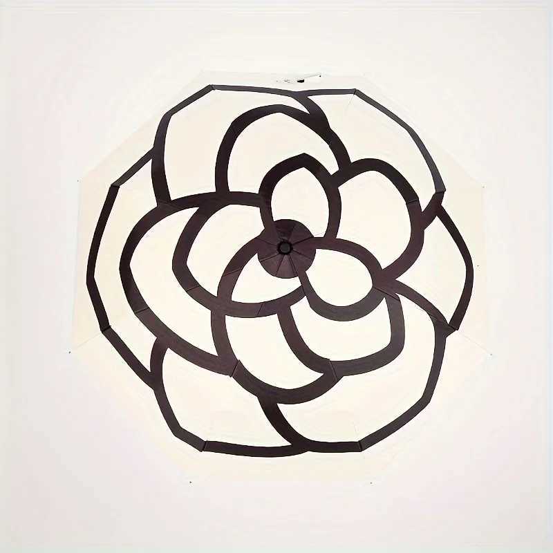 Designer 1pcs Fashion Camellia Pattern UV Protection Sun Shade 8-Bone Manual Open Umbrella for Outdoor Travel Umbrellas Z250825