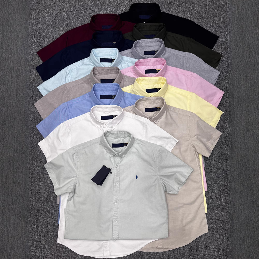 Designer Men's Shirt Summer Mens Shirt Embroidery Logo Solid Color Loose Plus Size Fashion Classic Casual Cotton Oxford Luxury Brand Polo Short Sleeve Tees