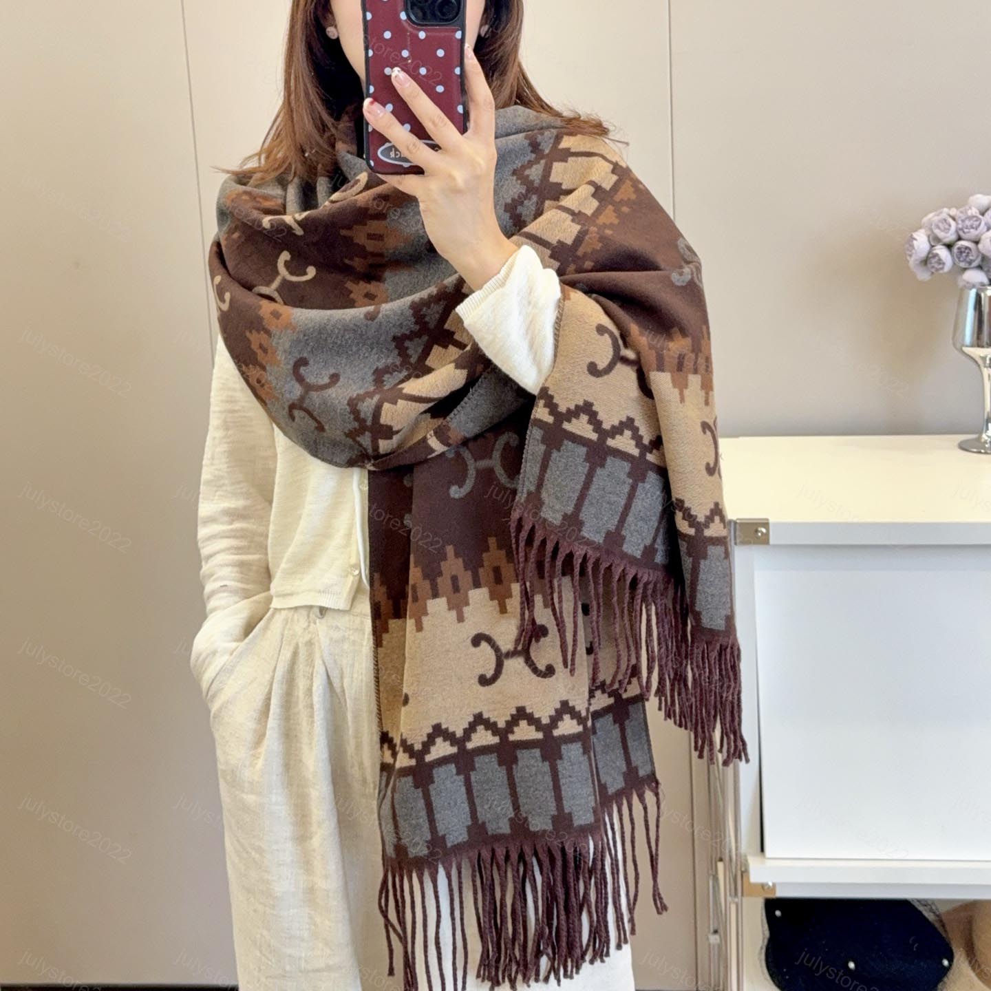 Fashion Scarf Women Wool Designers Scarf Soft Touch Warm Packaging Autumn and Winter Long Shawl Brown Scarves Letter Printed Scarf 63*180cm Casquette Beanie