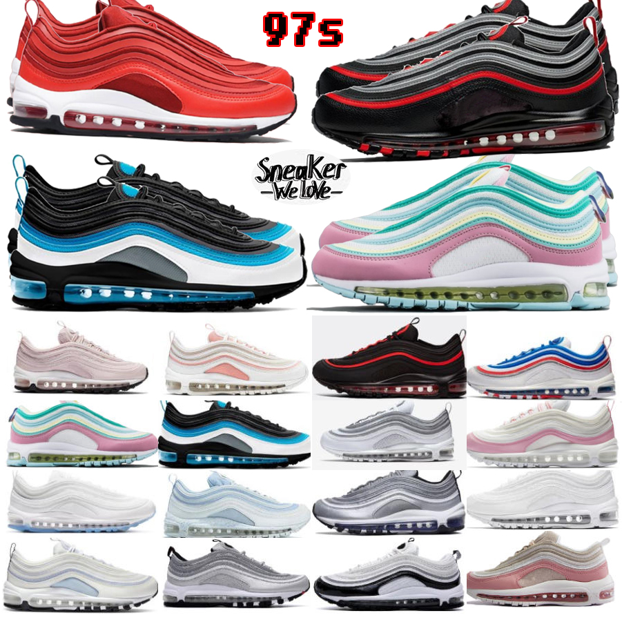 Without Box 97 Running Shoes Men Women 97s Sneakers TieDye Triple Black White Silver Cherry Picnic SE GS