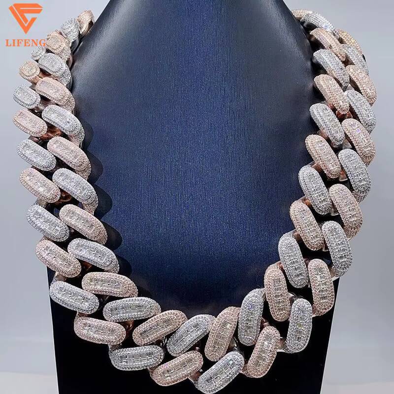 Customizable Big Chain Necklace 18mm20mm 925 Silver Rose Gold Plated VVS Buagatte Moissanite Miami Cuban Link Hiphop Style