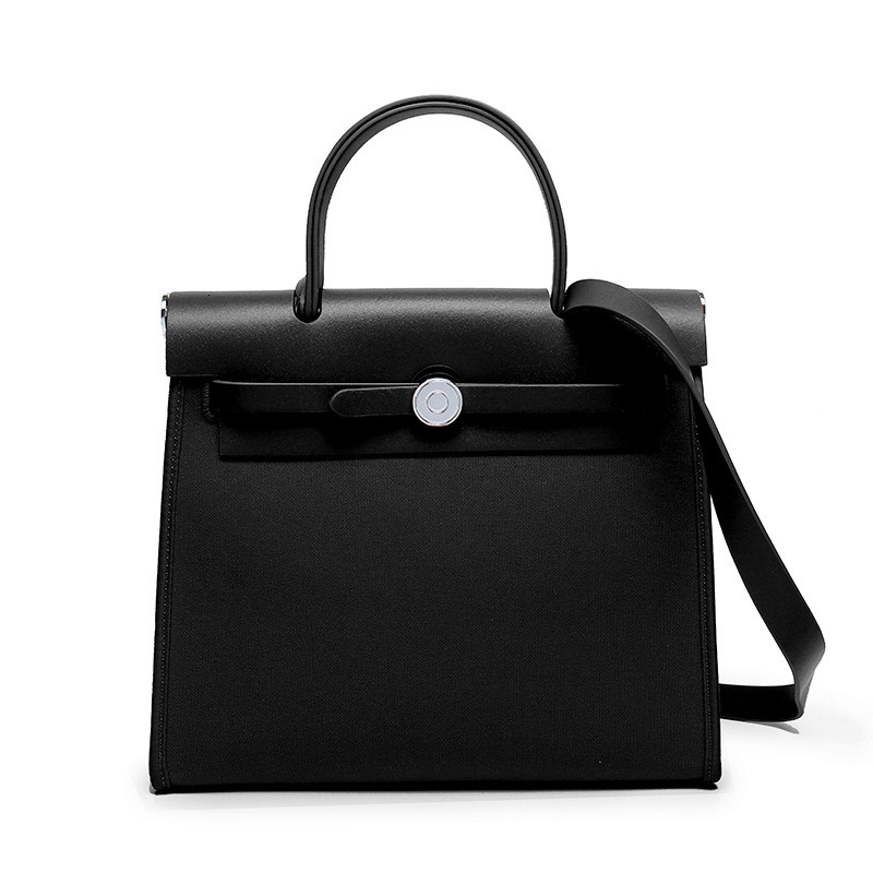 Splicing Canvas Cowhide New Tote Bag Senior Sense of Elegance and Light Single Shoulder Handbag Crossbody Leather Women's smile