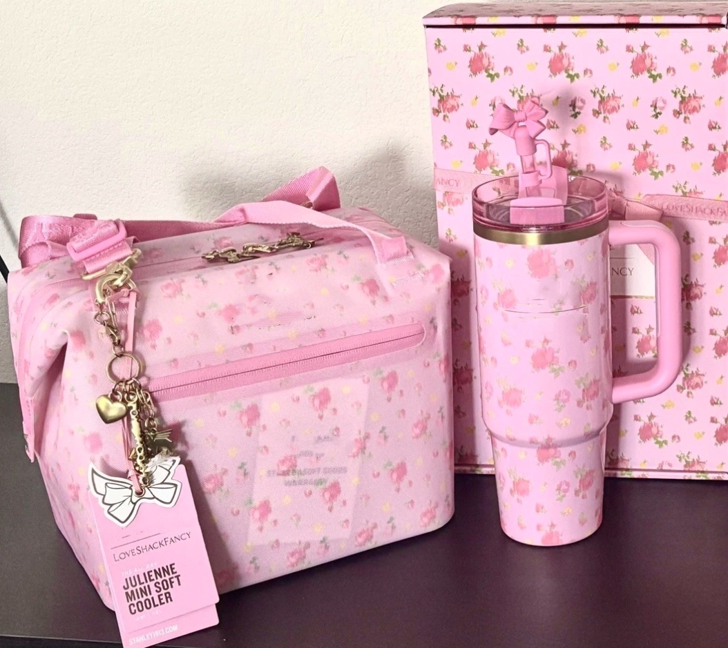 Love Shack Fancy All Day Julienne Mini Soft Lunch Bag Box 10-Can Madeleine Cooler Backpack 40oz Tumblers Ibiza Sunset Water Bottle Lids Bow Straw Cups