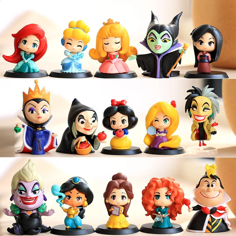 Q Version Anime Figure Queen Maleficent Evil Jasmine Rapunzel Kawaii Action Collection Model Toys Kids Christmas Gift 250823
