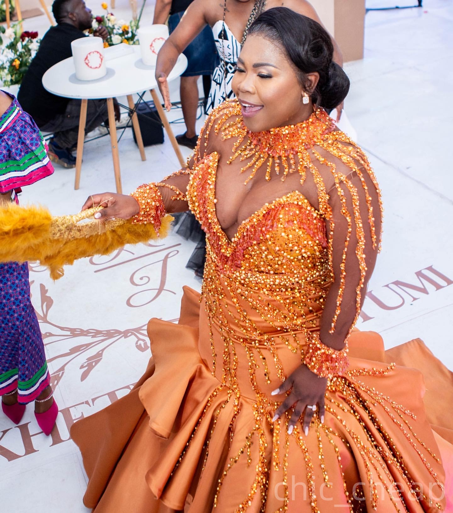 Mermaid Orange Plus Size Prom Dresses 2025 Rhinestones Beaded Satin Evening Formal Party Second Birthday Engagement Gowns Dress For Special Occasions