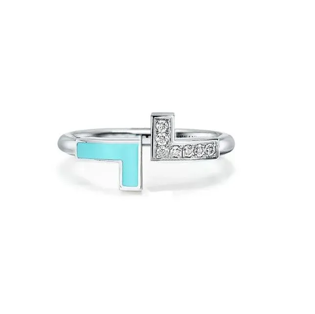 Ring Luxury For Diamond Double T Cluster Women Letter Designer Jewelry Valentines Day Gift Wedding Rings High Quality Size 6-9 With Box Nice