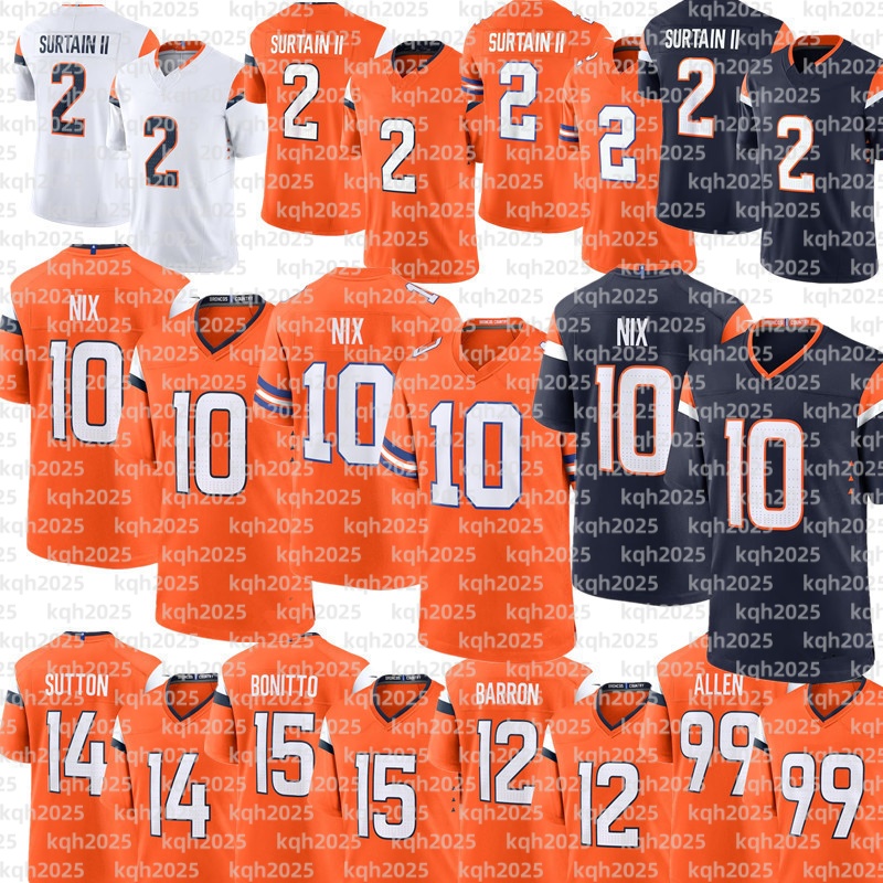 Bo Nix Patrick Surtain II Zach Allen John Elway Marvin Mims Jr. Courtland Sutton Quinn Meinerz Talanoa Hufanga Riley Moss Jahdae Barron Alex Singleton Football Jersey