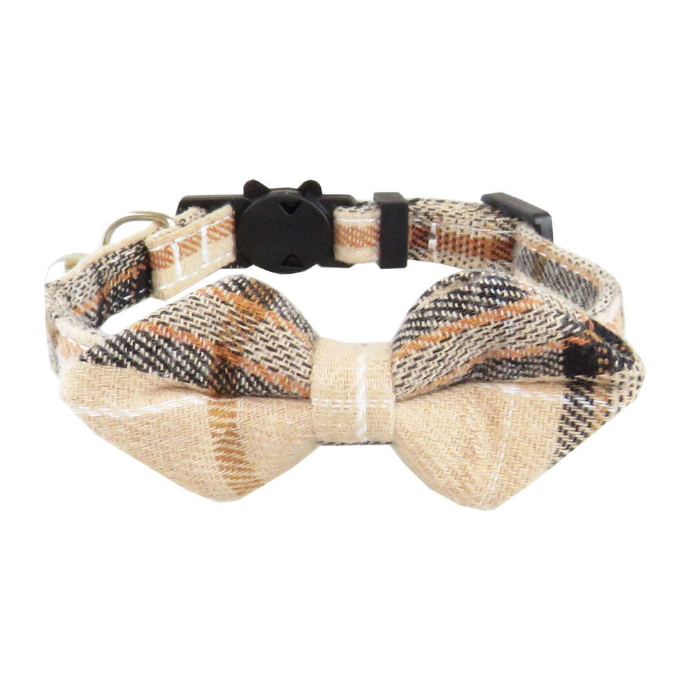 Lanjia- New British Plaid Bow Pet Bell Patch Buckle Cat Collar 90F25