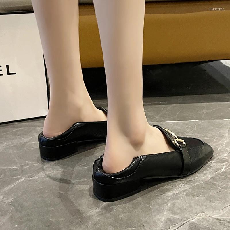 Dress Shoes Black Women's Loafers Spring/autumn Round Toe Fashion Leather Single Casual And Comfortable Office For Women2025