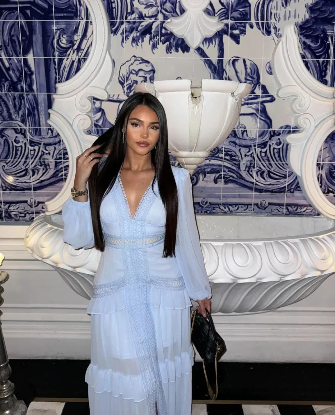 Elegant Womens Long Dress With Sleeves Ruffles Hollow Out Evening Dresses Party Chic Robe Green Blue Purple Holiday Summer 250825