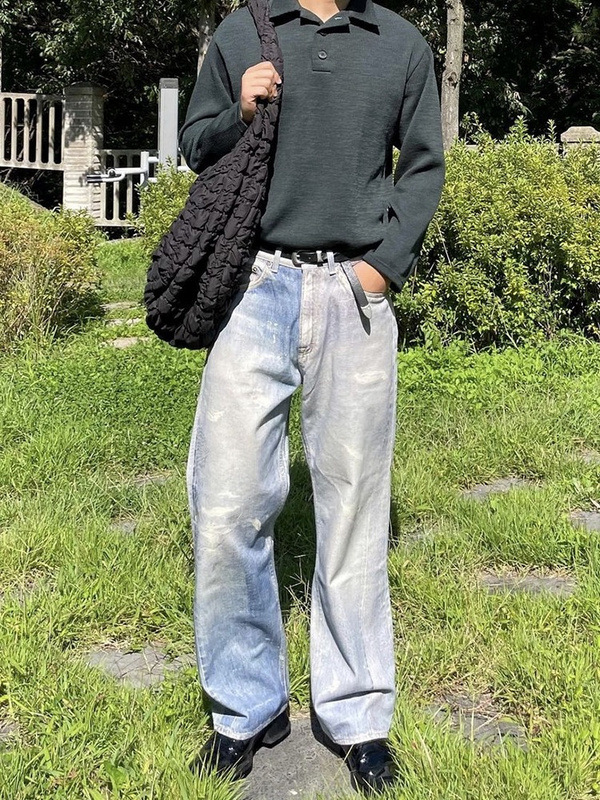 UncleDonJM 3D Print Distressed Jeans VIBE Style Retro Straight Versatile Street Fashion Y2k Mens Baggy Jean 240102