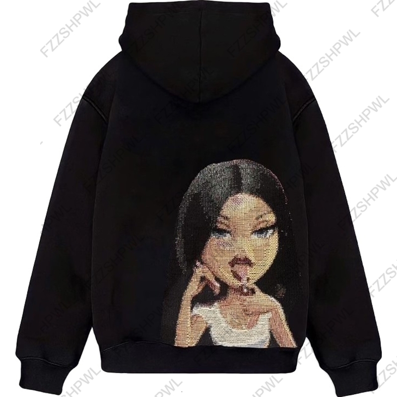 Y2K Hooded Sweatshirt Women Harajuku Graphic Print Fashion Punk Hip Hop Zip Up Hoodie Streetwear EmoGirl 250823