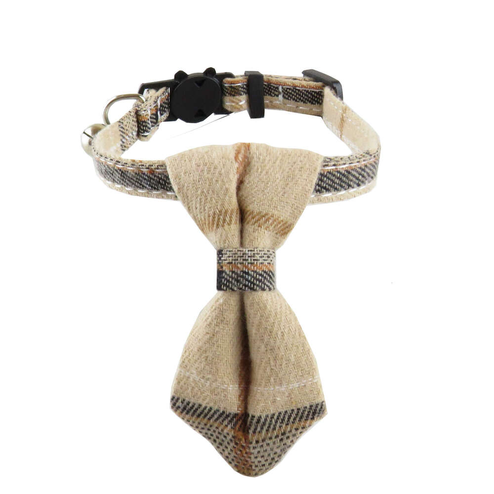 Lanjia- New British Plaid Bow Pet Bell Patch Buckle Cat Collar 90F25