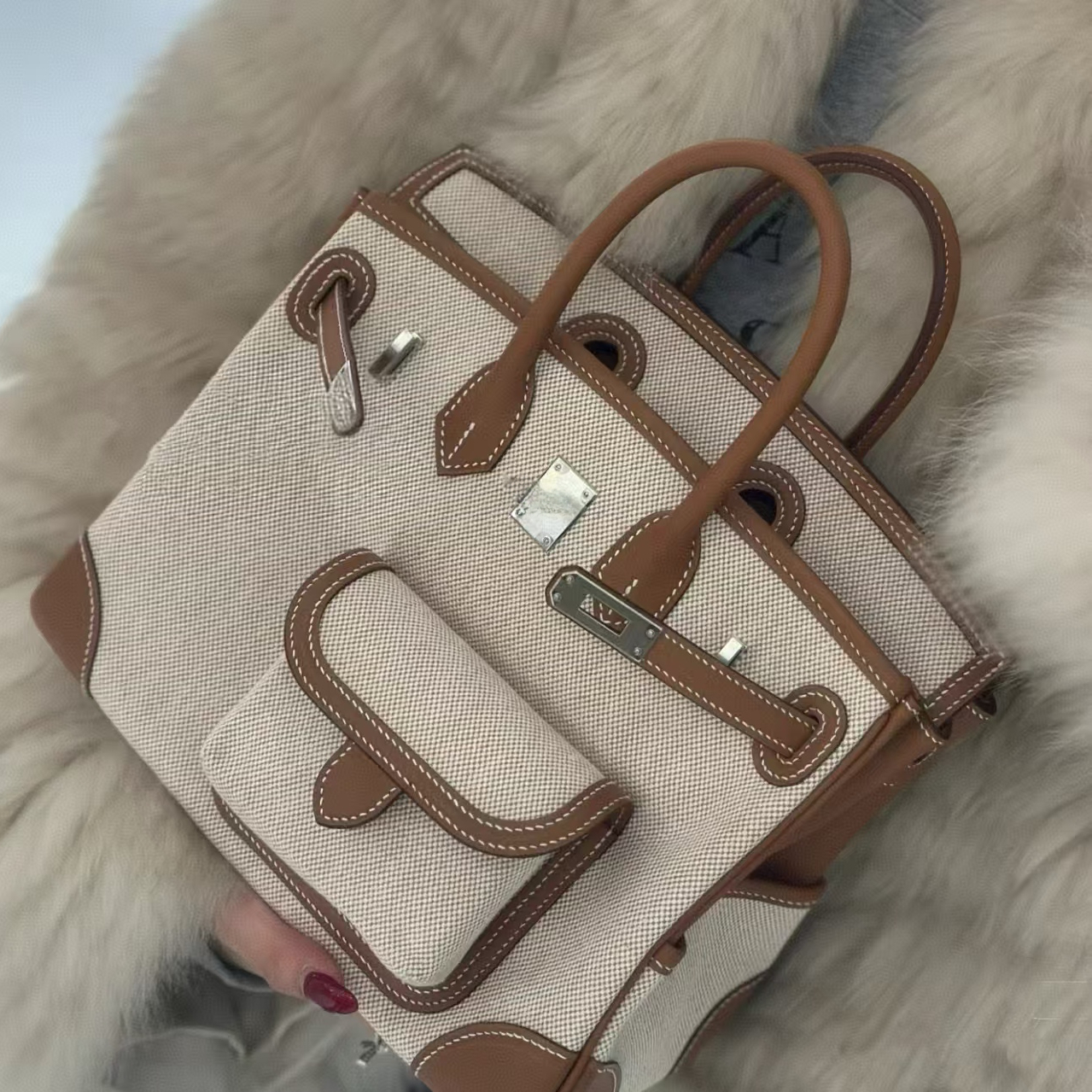 Fashion Cargo Canvas Bags Patchwork With Real Leather 30cm Big Capacity Purses And Handbags Designer Shoulder Bag Wide Shoulder Belt Vintage Hand Bag Clutches 3331