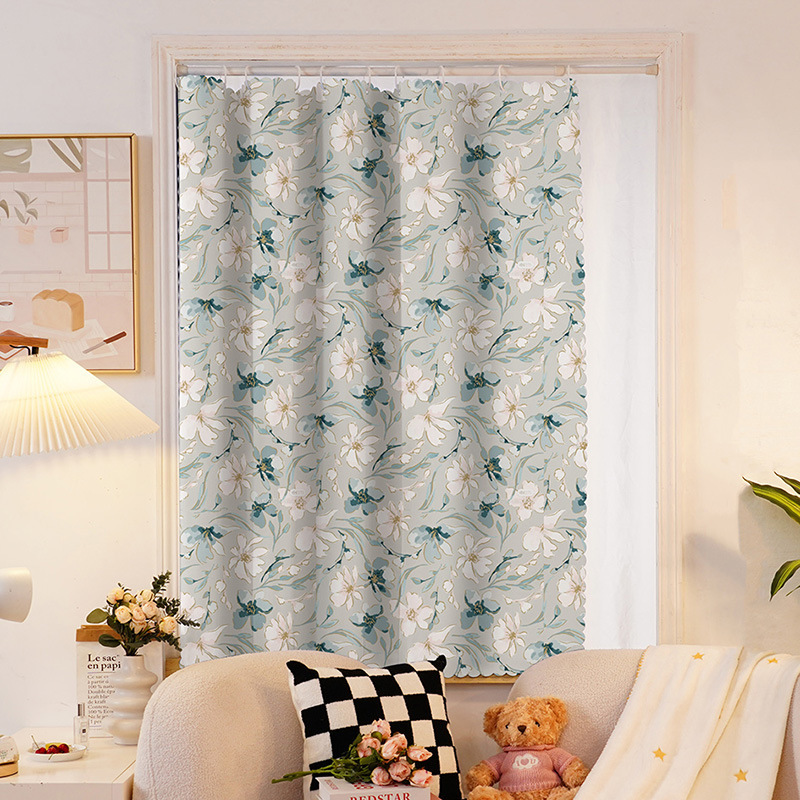 YL-37026 digital printed fabric shower curtain waterproof thick bathroom hook partition curtain