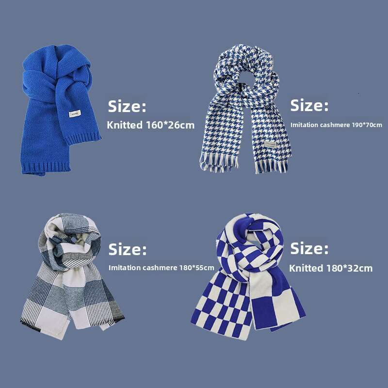 casquette beanie cap Klein Blue New Style Atmosphere Scarf Women Winter Shawl Thickened Warm Trendy Versatile Neck Warmer for Men Christmas