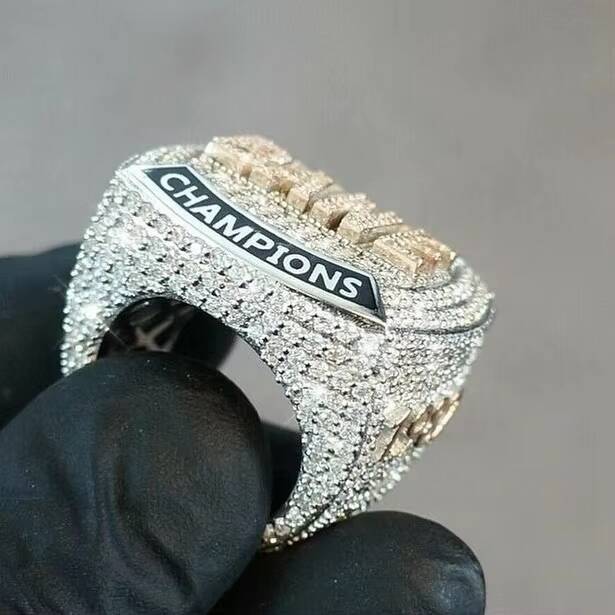 Custom Hip Hop Ring Gold Color Full With Iced Out Vs Moissanite Diamond Champion Ring 925 Silver Pinky Ring Personalized for Men