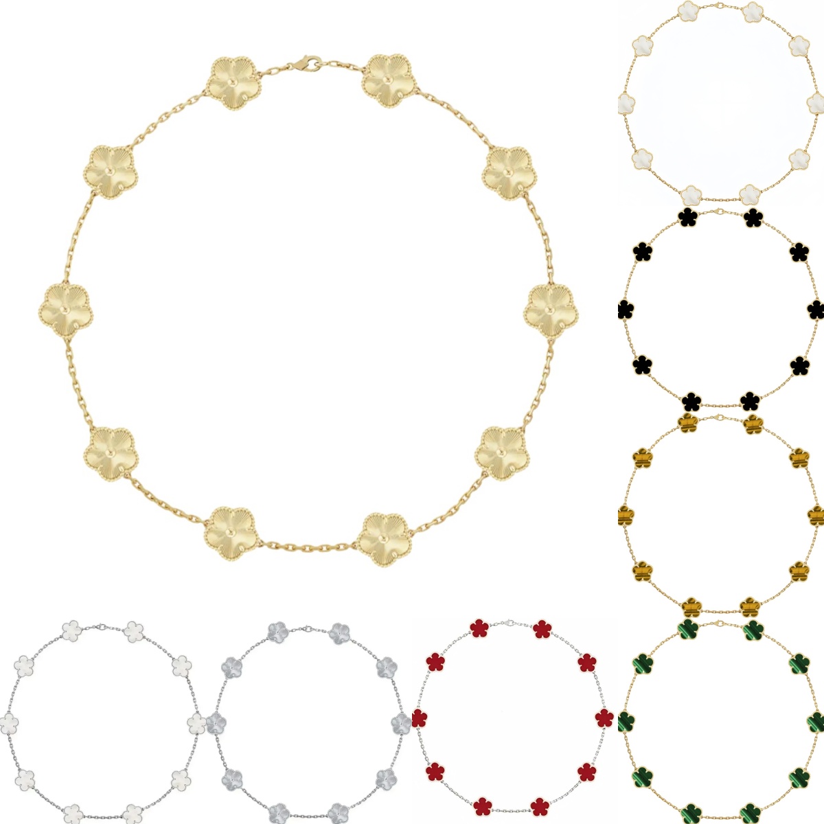 Gold Clover Necklace Designer Jewelry for Women 10 Flower Pendant Necklaces 18K Gold Plated Stainless Steel Mother Of Pearl Four Leaf Clover Necklace Christmas Gift